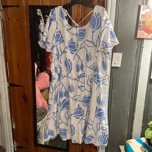 Linen blue and white dress